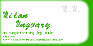 milan ungvary business card